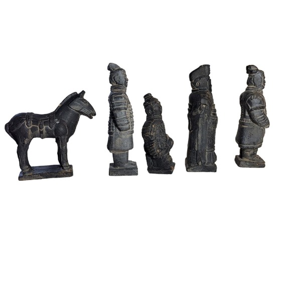 Terracotta Warrior Army Statues Figures Xin China Lot of 5 Horse Kneeling - Picture 5 of 10